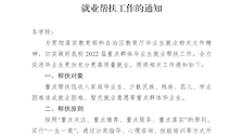 关于做好世界杯官网2022届重点群体毕业生就业帮扶工作的通知 