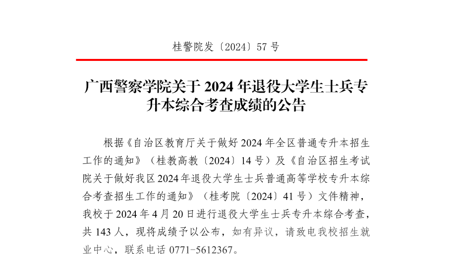 2026世界杯官网关于2024年退役大学生士兵专升本综合考查成绩的公告